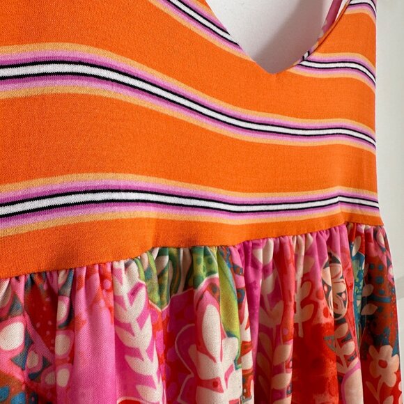 LTP Colorful Floral Stripe Strap Maxi Dress Stretchy Beachy Pool, Size 12 - Picture 4 of 10